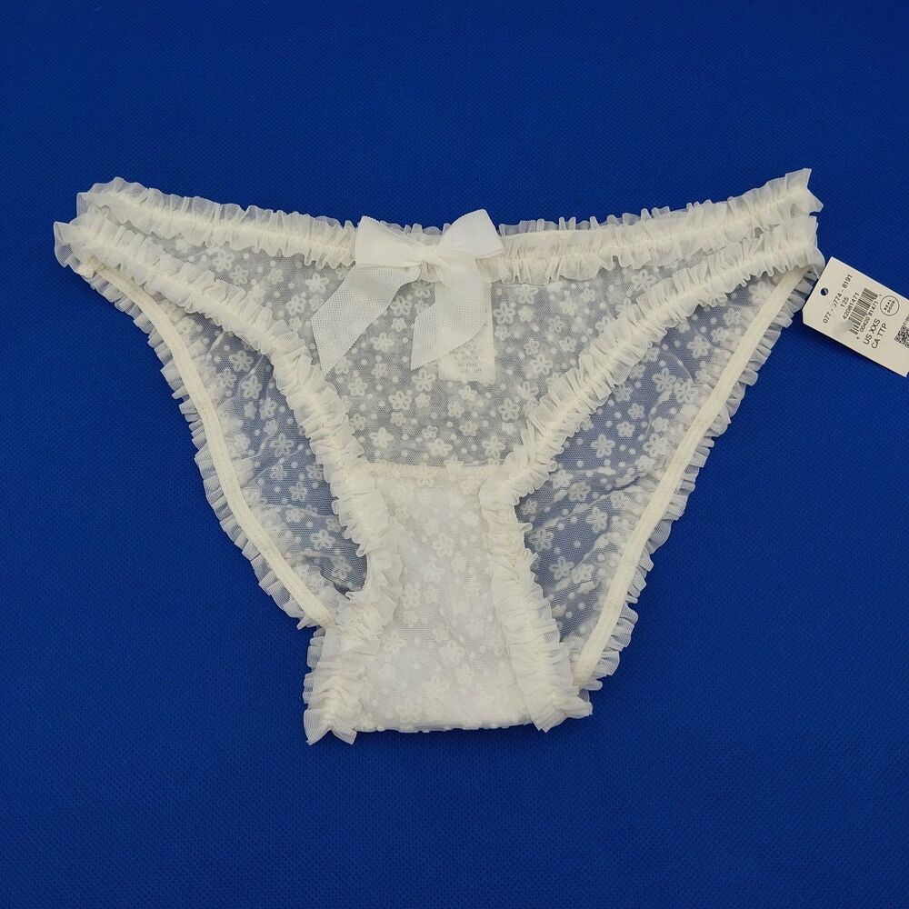 Aerie VARIOUS SIZES Real Good Mesh Ruffle Bikini Panties White Floral Bow